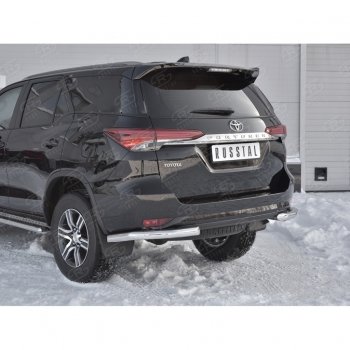 17 499 р. Защита заднего бампера (Ø63 мм уголки, нержавейка) SLITKOFF Toyota Fortuner AN160 дорестайлинг (2015-2020)  с доставкой в г. Кемерово. Увеличить фотографию 4