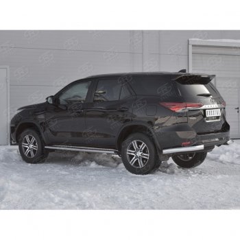 27 499 р. Защита заднего бампера (Ø76 мм уголки, нержавейка) SLITKOFF  Toyota Fortuner  AN160 (2015-2020) дорестайлинг  с доставкой в г. Кемерово. Увеличить фотографию 2