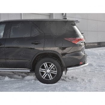 27 499 р. Защита заднего бампера (Ø76 мм уголки, нержавейка) SLITKOFF  Toyota Fortuner  AN160 (2015-2020) дорестайлинг  с доставкой в г. Кемерово. Увеличить фотографию 3
