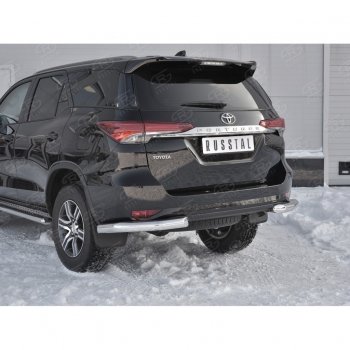 27 499 р. Защита заднего бампера (Ø76 мм уголки, нержавейка) SLITKOFF  Toyota Fortuner  AN160 (2015-2020) дорестайлинг  с доставкой в г. Кемерово. Увеличить фотографию 4