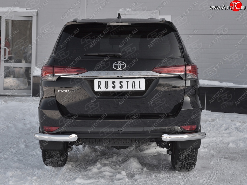 27 499 р. Защита заднего бампера (Ø76 мм уголки, нержавейка) SLITKOFF  Toyota Fortuner  AN160 (2015-2020) дорестайлинг  с доставкой в г. Кемерово