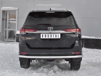 17 699 р. Защита заднего бампера (Ø63 мм, нержавейка) SLITKOFF  Toyota Fortuner  AN160 (2015-2020) дорестайлинг  с доставкой в г. Кемерово. Увеличить фотографию 2