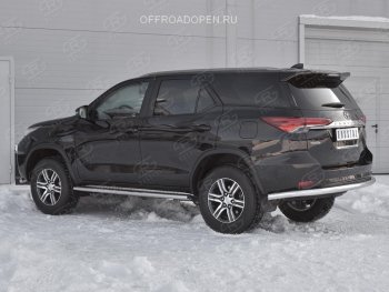 17 699 р. Защита заднего бампера (Ø63 мм, нержавейка) SLITKOFF  Toyota Fortuner  AN160 (2015-2020) дорестайлинг  с доставкой в г. Кемерово. Увеличить фотографию 3