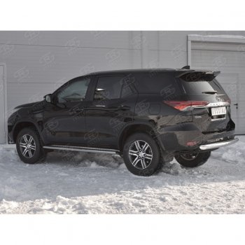 17 999 р. Защита заднего бампера (Ø63 мм короткая, нержавейка) SLITKOFF  Toyota Fortuner  AN160 (2015-2020) дорестайлинг  с доставкой в г. Кемерово. Увеличить фотографию 2