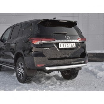 17 999 р. Защита заднего бампера (Ø63 мм короткая, нержавейка) SLITKOFF  Toyota Fortuner  AN160 (2015-2020) дорестайлинг  с доставкой в г. Кемерово. Увеличить фотографию 4