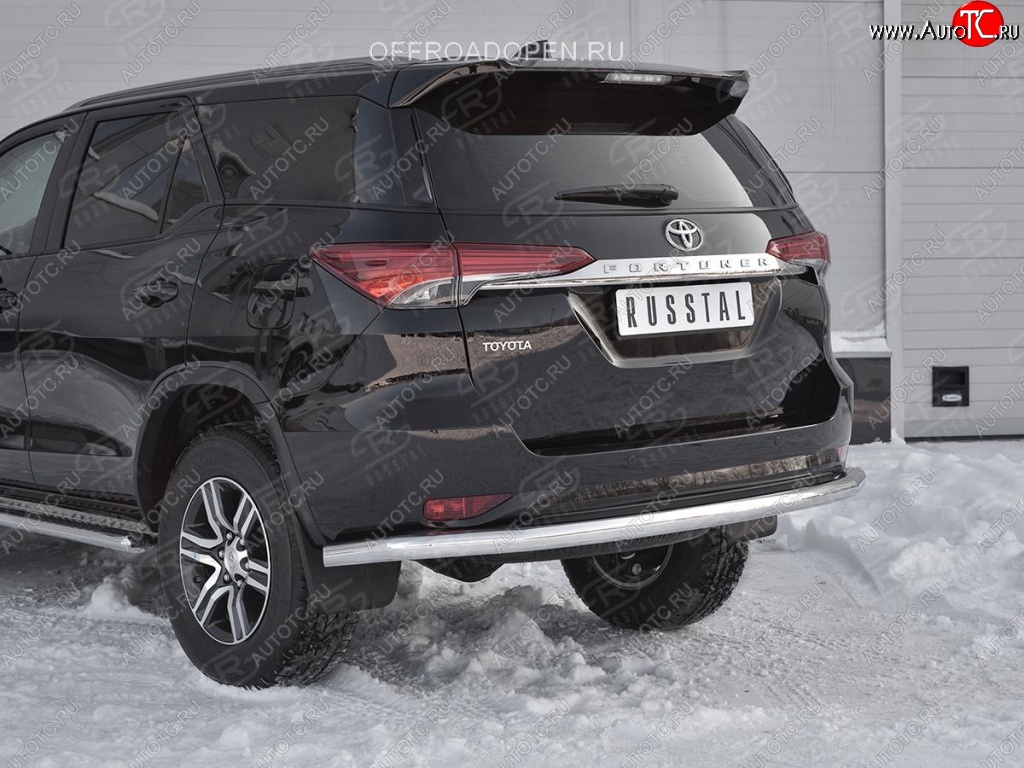 17 699 р. Защита заднего бампера (Ø63 мм, нержавейка) SLITKOFF  Toyota Fortuner  AN160 (2015-2020) дорестайлинг  с доставкой в г. Кемерово