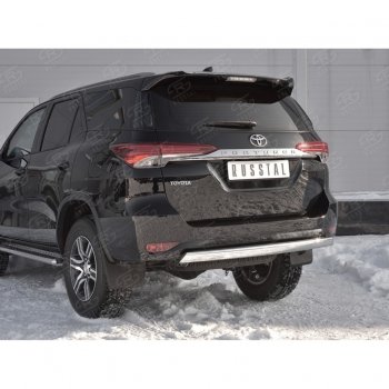 13 699 р. Защита заднего бампера (Ø75х42 мм, нержавейка) Russtal Toyota Fortuner AN160 дорестайлинг (2015-2020)  с доставкой в г. Кемерово. Увеличить фотографию 4