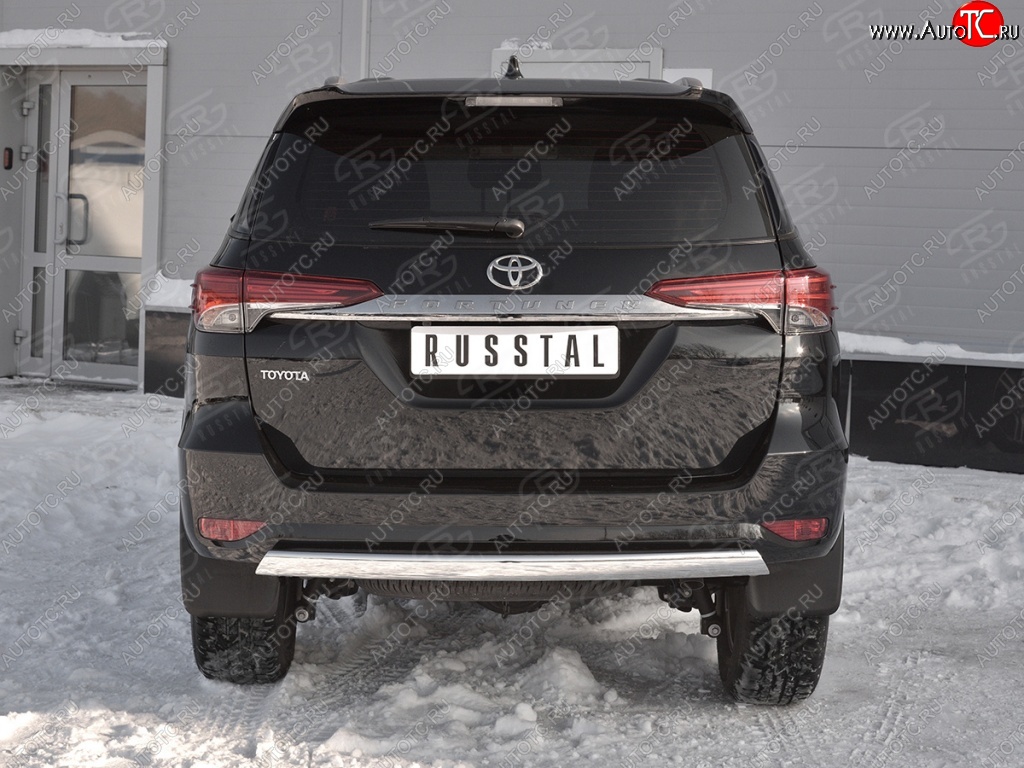 13 699 р. Защита заднего бампера (Ø75х42 мм, нержавейка) Russtal Toyota Fortuner AN160 дорестайлинг (2015-2020)  с доставкой в г. Кемерово