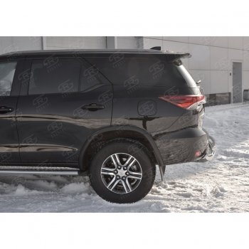 22 499 р. Защита заднего бампера (2 трубы Ø76х42 мм, нержавейка) SLITKOFF  Toyota Fortuner  AN160 (2015-2020) дорестайлинг  с доставкой в г. Кемерово. Увеличить фотографию 3