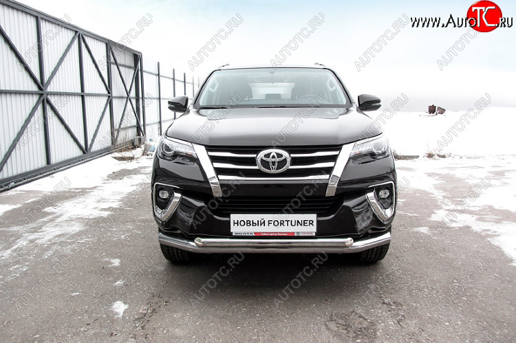 22 699 р. Защита переднего бампера Slitkoff (Ø 76+Ø 57 мм, двойная)  Toyota Fortuner  AN160 (2015-2020) дорестайлинг (Цвет: нержавеющая полированная сталь)  с доставкой в г. Кемерово