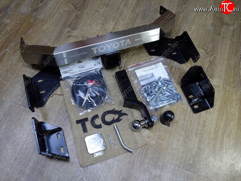 21 999 р. Фаркоп (тягово-сцепное устройство) TCC (надпись Toyota)  Toyota Fortuner  AN160 (2015-2025) дорестайлинг, рестайлинг (Оцинкованный, шар E - нержавейка)  с доставкой в г. Кемерово