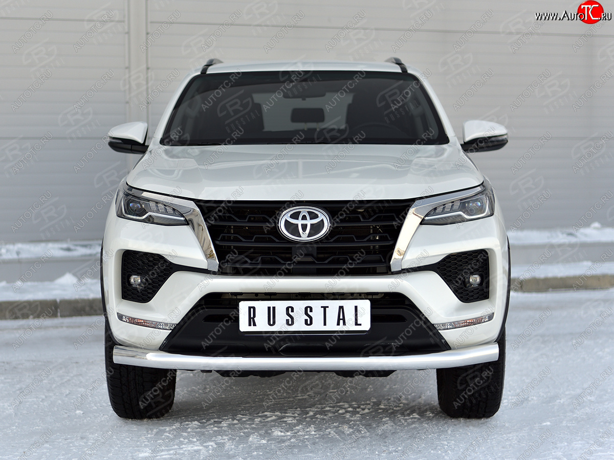 20 949 р. Защита переднего бампера (Ø76 мм, нержавейка) SLITKOFF Toyota Fortuner AN160 рестайлинг (2020-2025)  с доставкой в г. Кемерово
