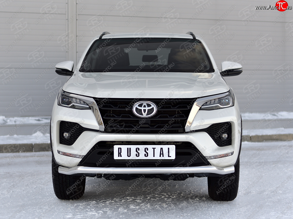 19 799 р. Защита переднего бампера (Ø63 мм, нержавейка) SLITKOFF Toyota Fortuner AN160 рестайлинг (2020-2025)  с доставкой в г. Кемерово