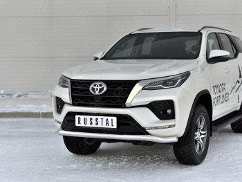 19 799 р. Защита переднего бампера (Ø63 мм, нержавейка) SLITKOFF Toyota Fortuner AN160 рестайлинг (2020-2025)  с доставкой в г. Кемерово. Увеличить фотографию 2