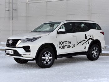 19 799 р. Защита переднего бампера (Ø63 мм, нержавейка) SLITKOFF Toyota Fortuner AN160 рестайлинг (2020-2025)  с доставкой в г. Кемерово. Увеличить фотографию 3