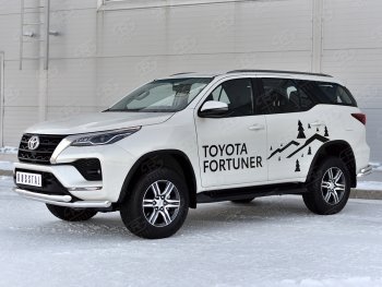 26 549 р. Защита переднего бампера (2 трубы Ø63, нержавейка) SLITKOFF  Toyota Fortuner  AN160 (2020-2025) рестайлинг  с доставкой в г. Кемерово. Увеличить фотографию 3