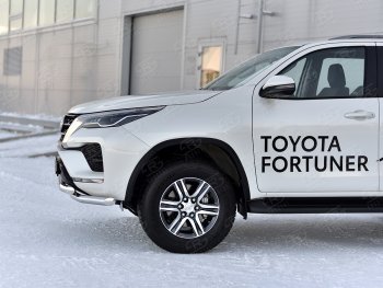 26 549 р. Защита переднего бампера (2 трубы Ø63, нержавейка) SLITKOFF  Toyota Fortuner  AN160 (2020-2025) рестайлинг  с доставкой в г. Кемерово. Увеличить фотографию 4