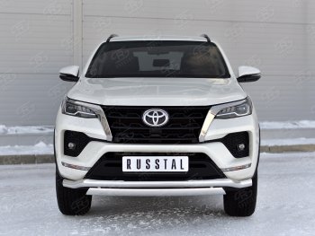 19 799 р. Защита переднего бампера (2 трубы Ø63 и 75х42 мм, нержавейка) Russtal Toyota Fortuner AN160 рестайлинг (2020-2025)  с доставкой в г. Кемерово. Увеличить фотографию 2