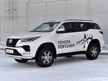 19 799 р. Защита переднего бампера (2 трубы Ø63 и 75х42 мм, нержавейка) Russtal Toyota Fortuner AN160 рестайлинг (2020-2025)  с доставкой в г. Кемерово. Увеличить фотографию 4