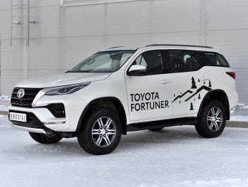 14 499 р. Защита переднего бампера (Ø75х42 мм, нержавейка) Russtal Toyota Fortuner AN160 рестайлинг (2020-2025)  с доставкой в г. Кемерово. Увеличить фотографию 3