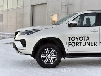 14 499 р. Защита переднего бампера (Ø75х42 мм, нержавейка) Russtal Toyota Fortuner AN160 рестайлинг (2020-2025)  с доставкой в г. Кемерово. Увеличить фотографию 4