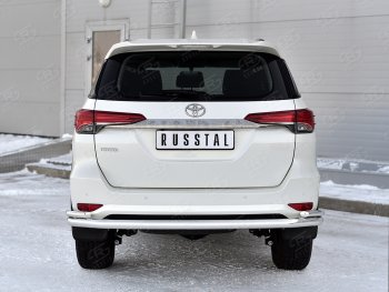 Защита заднего бампера (2 трубы Ø63 и 42 мм, нержавейка) SLITKOFF Toyota Fortuner  AN160 (2020-2025) рестайлинг