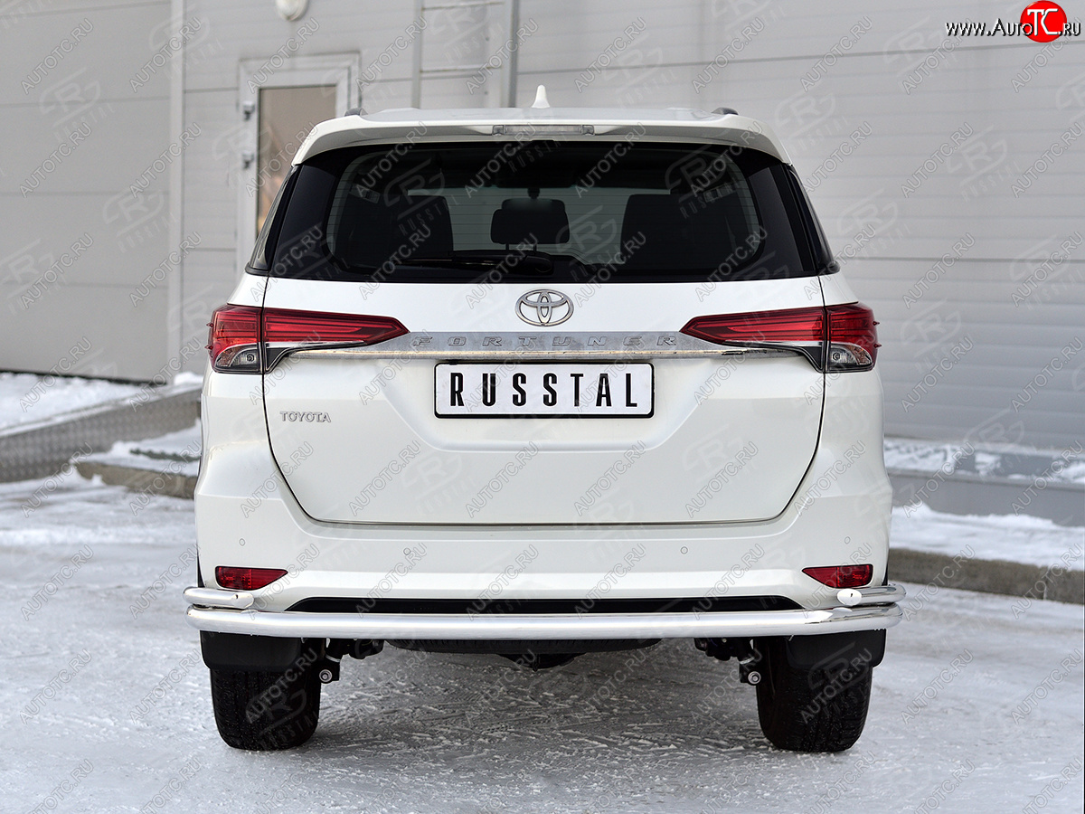 21 399 р. Защита заднего бампера (2 трубы Ø63 и 42 мм, нержавейка) SLITKOFF  Toyota Fortuner  AN160 (2020-2025) рестайлинг  с доставкой в г. Кемерово