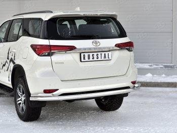 21 399 р. Защита заднего бампера (2 трубы Ø63 и 42 мм, нержавейка) SLITKOFF  Toyota Fortuner  AN160 (2020-2025) рестайлинг  с доставкой в г. Кемерово. Увеличить фотографию 2