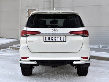 Защита заднего бампера (Ø63 мм уголки, нержавейка) SLITKOFF Toyota Fortuner  AN160 (2020-2025) рестайлинг