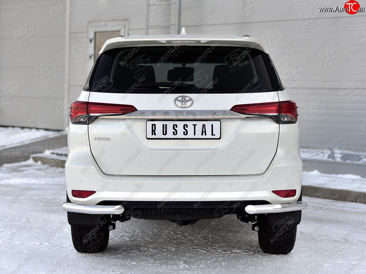 17 949 р. Защита заднего бампера (Ø63 мм уголки, нержавейка) SLITKOFF  Toyota Fortuner  AN160 (2020-2025) рестайлинг  с доставкой в г. Кемерово