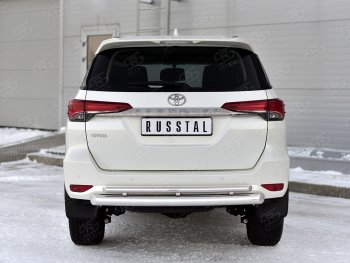Защита заднего бампера (Ø76 и 42 мм, нержавейка) SLITKOFF Toyota Fortuner  AN160 (2020-2025) рестайлинг