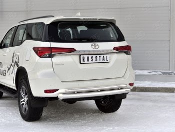 20 999 р. Защита заднего бампера (Ø76 и 42 мм, нержавейка) SLITKOFF  Toyota Fortuner  AN160 (2020-2025) рестайлинг  с доставкой в г. Кемерово. Увеличить фотографию 2
