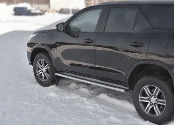 20 799 р. Защита порогов Russtal труба 120х60 овал с проступью Toyota Fortuner AN160 рестайлинг (2020-2025)  с доставкой в г. Кемерово. Увеличить фотографию 3