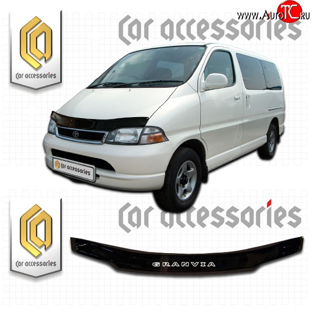2 079 р. Дефлектор капота CA Plastic  Toyota Granvia  xH10 (1995-1999) дорестайлинг, 1-ый рестайлинг (Classic черный, Без надписи)  с доставкой в г. Кемерово