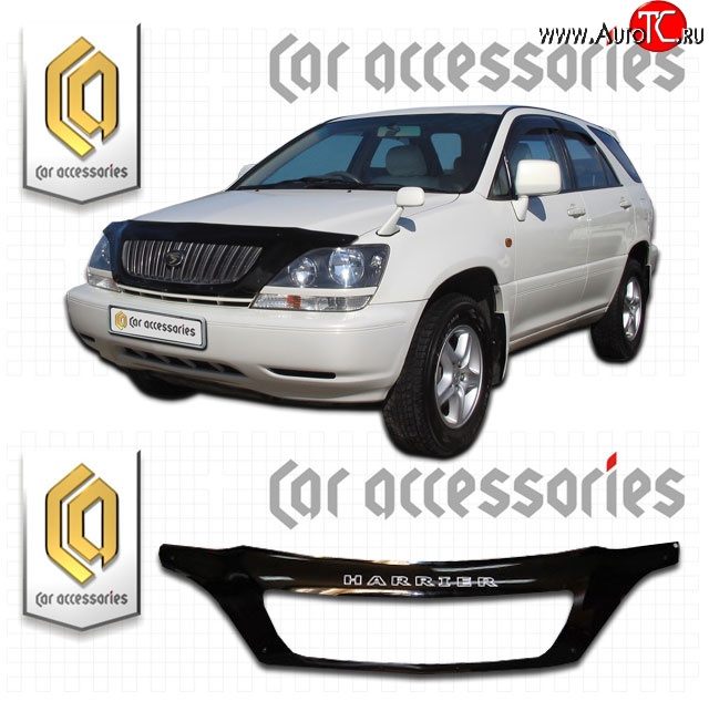 2 599 р. Дефлектор капота CA-Plastic exclusive  Toyota Harrier  XU10 (1997-2003) дорестайлинг, рестайлинг (Classic черный, Без надписи)  с доставкой в г. Кемерово