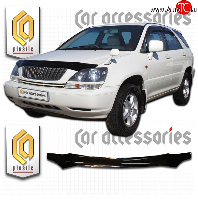 2 199 р. Дефлектор капота CA Plastic  Toyota Harrier  XU10 (1997-2003) дорестайлинг, рестайлинг (Classic черный, Без надписи)  с доставкой в г. Кемерово