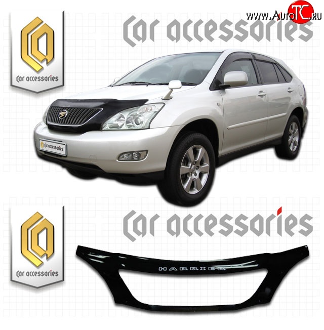 3 099 р. Дефлектор капота CA-Plastic exclusive  Toyota Harrier  XU30 (2003-2013) (Classic черный, Без надписи)  с доставкой в г. Кемерово