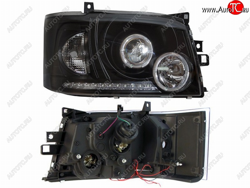 27 549 р. Правая фара передняя SAT (черная, диод, линза) Toyota Hiace H200 минивэн (Япония) дорестайлинг  (2004-2007)  с доставкой в г. Кемерово