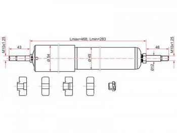 Амортизатор задний SAT (4WD) Toyota Hiace  H100 (1993-2004) минивэн 1-ый рестайлинг (Япония), минивэн (Япония)  2-ой рестайлинг (LH=RH)
