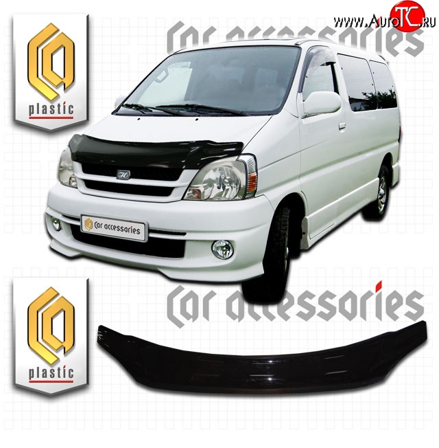 2 399 р. Дефлектор капота CA Plastic   Toyota Hiace Regius (1997-2002) (серия Classic черный, Без надписи)  с доставкой в г. Кемерово