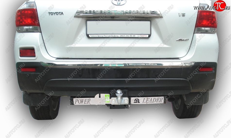 12 499 р. Фаркоп Лидер Плюс (съемный шар тип F, с нержавеющей пластиной) Toyota Highlander XU40 рестайлинг (2010-2013) (Без электропакета)  с доставкой в г. Кемерово