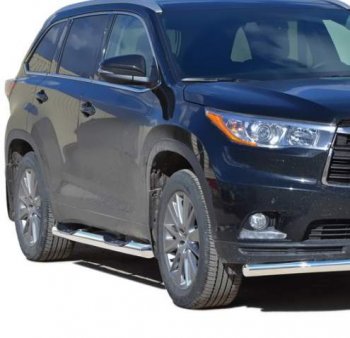 Защита порогов ТехноСфера (Техно Сфера) (нержавейка, с проступью, d76 mm) Toyota Highlander  XU50 (2013-2017) дорестайлинг