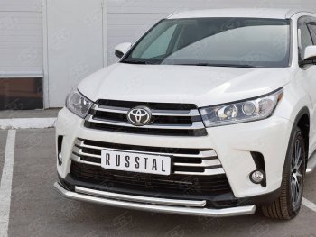 21 449 р. Защита переднего бампера (2 трубы Ø63 и 42 мм, нержавейка) SLITKOFF Toyota Highlander XU50 рестайлинг (2016-2020)  с доставкой в г. Кемерово. Увеличить фотографию 2