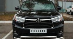 21 999 р. Защита переднего бампера (2 трубыØ63 мм, нержавейка) SLITKOFF  Toyota Highlander  XU50 (2013-2017) дорестайлинг  с доставкой в г. Кемерово. Увеличить фотографию 1