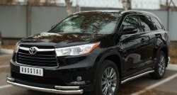 21 999 р. Защита переднего бампера (2 трубыØ63 и 42 мм, нержавейка) SLITKOFF  Toyota Highlander  XU50 (2013-2017) дорестайлинг  с доставкой в г. Кемерово. Увеличить фотографию 2