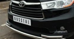 21 999 р. Защита переднего бампера (2 трубыØ63 и 42 мм, нержавейка) SLITKOFF  Toyota Highlander  XU50 (2013-2017) дорестайлинг  с доставкой в г. Кемерово. Увеличить фотографию 3