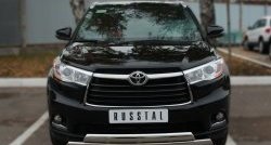 16 499 р. Защита переднего бампера (2 трубыØ75х42 мм, нержавейка) Russtal Toyota Highlander XU50 дорестайлинг (2013-2017)  с доставкой в г. Кемерово. Увеличить фотографию 2
