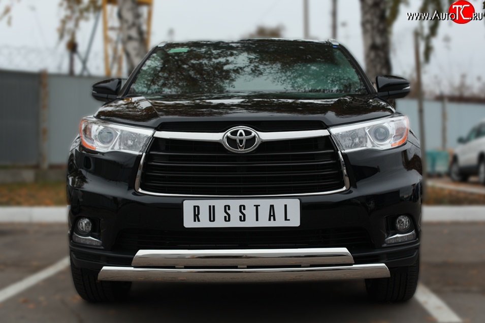 16 499 р. Защита переднего бампера (2 трубыØ75х42 мм, нержавейка) Russtal Toyota Highlander XU50 дорестайлинг (2013-2017)  с доставкой в г. Кемерово