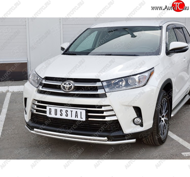 18 599 р. Защита переднего бампера (2 трубыØ42 мм, нержавейка) SLITKOFF  Toyota Highlander  XU50 (2013-2017) дорестайлинг  с доставкой в г. Кемерово