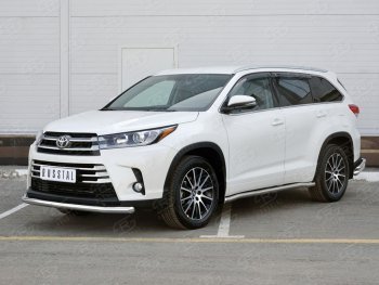 17 999 р. Одинарная защита переднего бампера диаметром 63 мм SLITKOFF  Toyota Highlander  XU50 (2013-2017) дорестайлинг  с доставкой в г. Кемерово. Увеличить фотографию 2